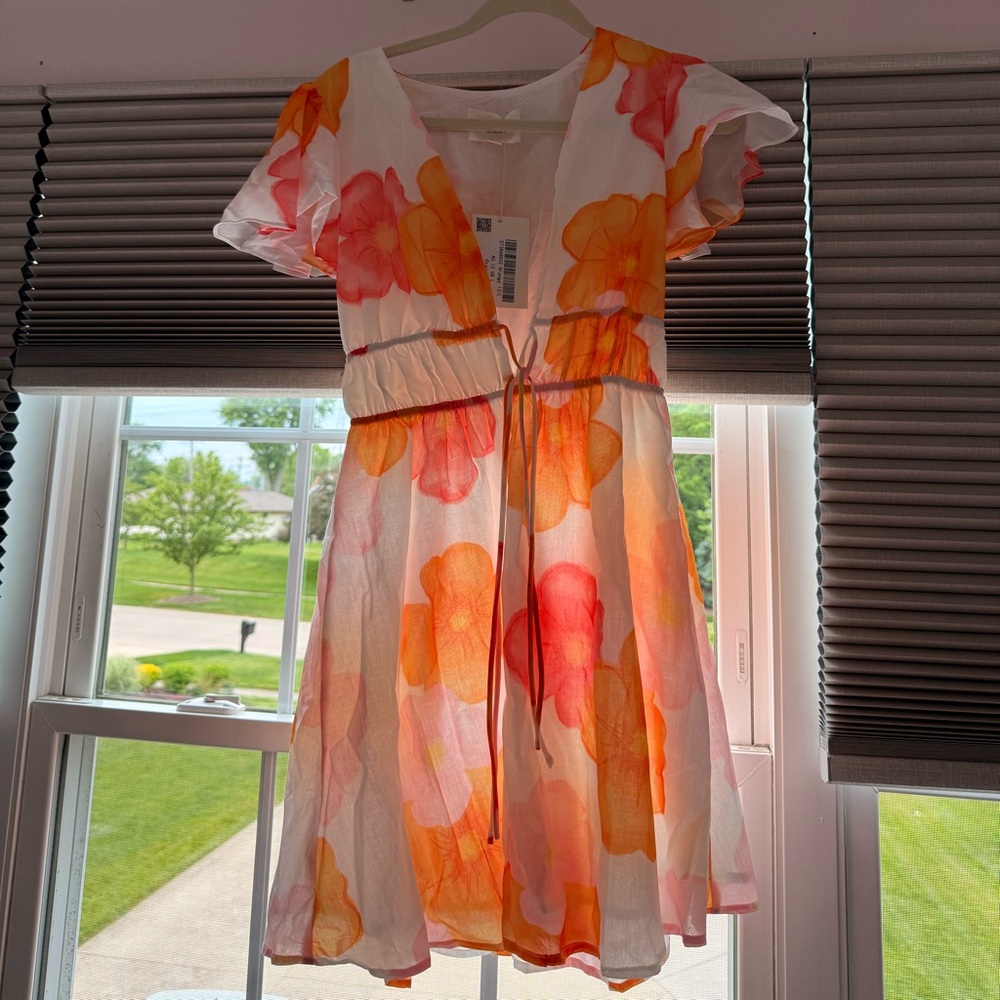 Floral Dress with Orange and Pink Accents